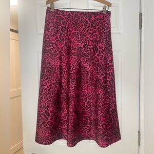 Chico's Black Label Skirt - Day & Evening - Leopard Print Pom Red, Size 6